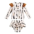thumbnail image 6 of LYEAA Girl Swimming Suits Two Piece Long Sleeve Swimsuits Ruffle Striped Bathing Suit Summer Modest Beach Swimwear, 6 of 7