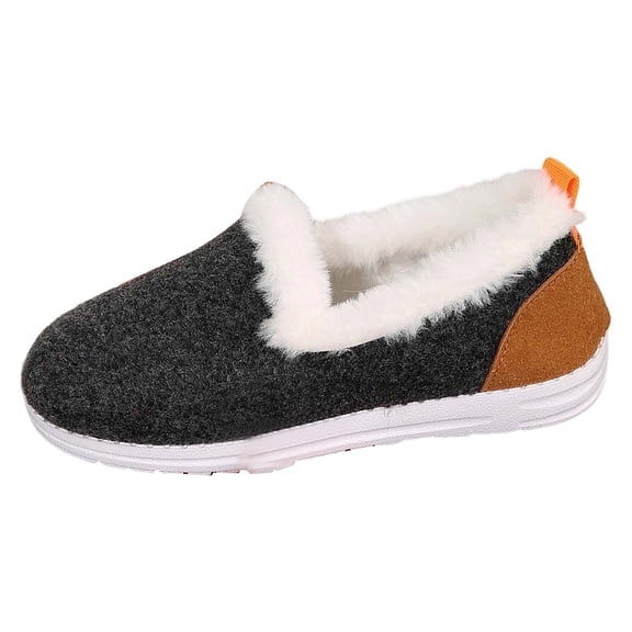 Women Snow Flat Boots Suede Faux Fur Lined Insulated Booties Winter Warm Lightweight Slip On Ankle Boot for Cold Weather