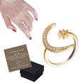 thumbnail image 2 of Anillo minimalista, anillos de media luna y estrella, anillos de media luna y estrella, anillo abierto de luna, materiales ecológicos, 2 of 9