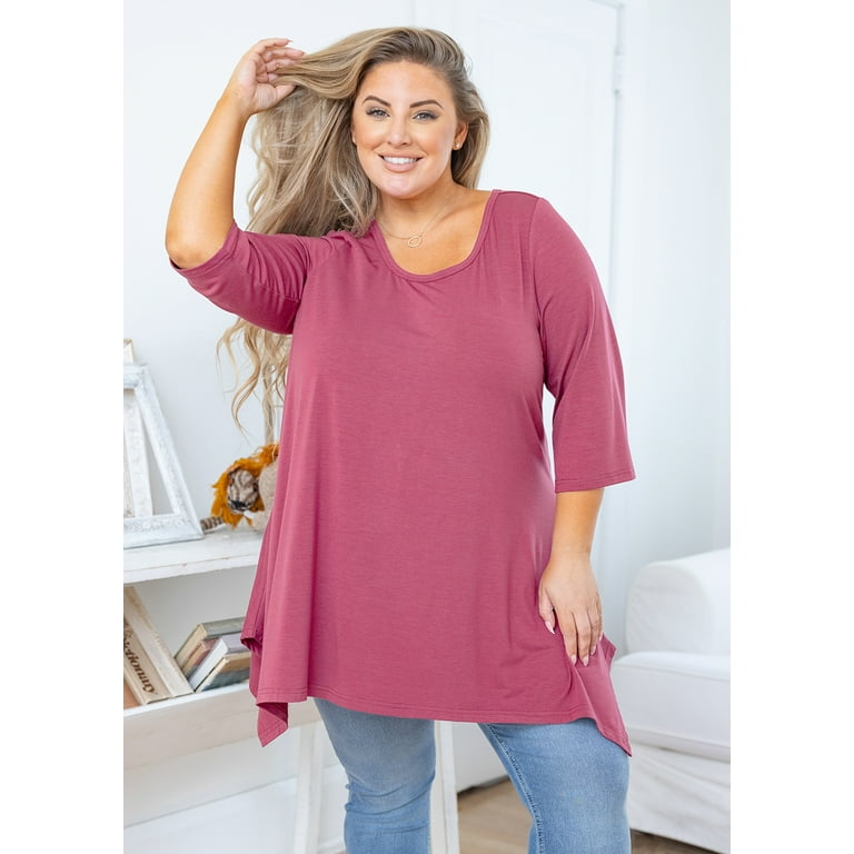 SHOWMALL Plus Size Tunic Tops for Women Clothes Short Sleeve Mauve Summer  5X Blouse Swing Tee Crewneck Clothing Flowy Shirt for Leggings
