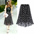 thumbnail image 3 of RYKJLWY Skirts for Women Womens Fashion Casual Polka Dot Pleated High Waist Midi Skirt Flared Skater Swing Holiday Faldas Largas De Mujer Para Iglesia (Black,Xl), 3 of 5