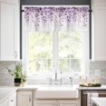 thumbnail image 3 of Purple Eucalyptus Leaves Kitchen Curtains and Valances Set, Rod Pocket Spring Botanical Branches Tier Curtains 24 Inch Length, 3 Piece Simple Short Cafe Drapes Watercolor Window Treatments Set, 3 of 6