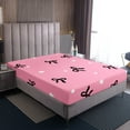 thumbnail image 3 of Erosebridal Kawaii Bow Fitted Sheet Queen, Pink Love Fitted Sheet Set Queen, Dreamy Cartoon Decor, 3-Piece（No Top Sheet）, 3 of 6
