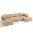 thumbnail image 6 of 138.5 "Modular Combination Sofa, U-Shaped Sofa, Living Room, Apartment, Upholstered, 6-Seat Sofa, Free Combination Sofa (Mesh Fabric), Breathable Fabric (Brown), 6 of 11