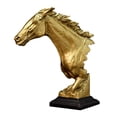 thumbnail image 2 of de cabeza de caballo de estilo nórdico, artesanías, arte, resina, regalos escultura de de animales para la decoración del gabinete , Dorado Soledad Estatua de cabeza de caballo, 2 of 10