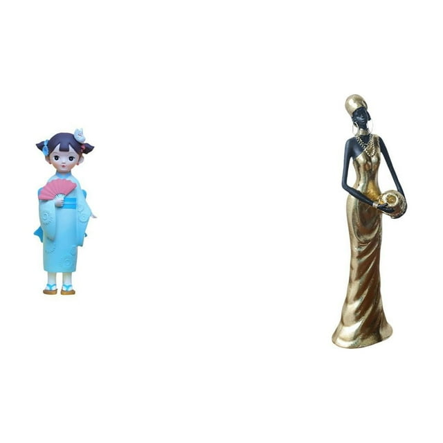 Muñeca Geisha Japonesa, Estatua de Dama Tribal Africana, Figura de Resina, Adorno Artesanal Hecho a Mano, Detalles Artísticos, Ideal para Regalo, Escr
