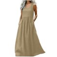 thumbnail image 2 of Liquidation d'Été 2025! Robe Grande Taille pour Femmes, Robe d'Été en Coton et Col Rond Sans Manches Longue, 2 of 5