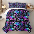 thumbnail image 2 of Homewish Happy Halloween Twin Quilt Set,Multicolor Gradient Skull Twin Coverlet Set,Green Purple,2-Piece, 2 of 7