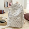 thumbnail image 3 of Polka Dot School Backpack, Large Loptop Backpack with Cute Pendant, Waterproof Backpack for College Outdoor, White, 3 of 10