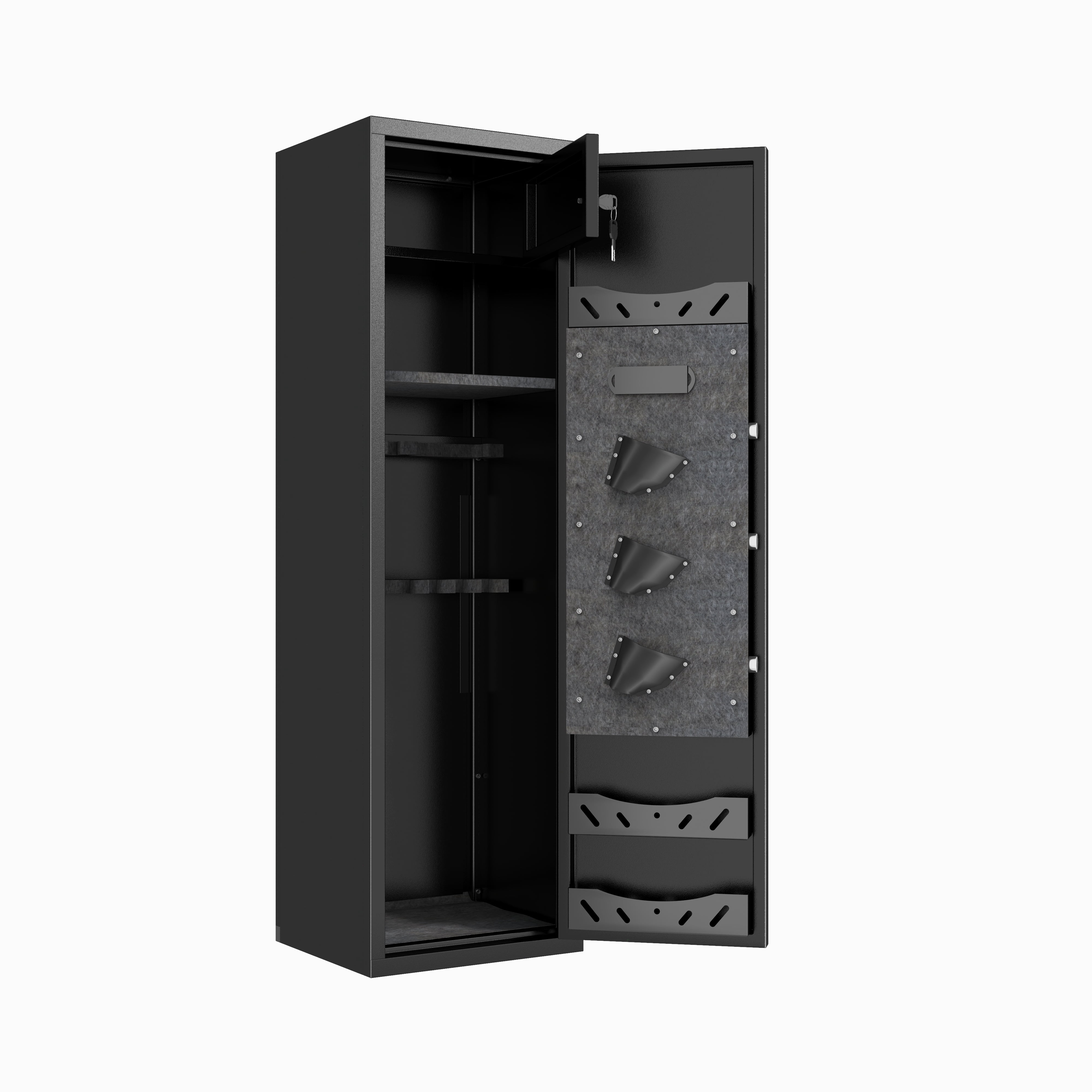 57" High Large Capacity Mechanical Gun Safe for Rifles & Handguns, Digital Password Lock, Built-In Independent Lock Box, Adjustable Shelves