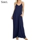 thumbnail image 2 of Vestido largo maxi de playa de verano con cuello en V profundo, informal, sin mangas, para mujer, azul oscuro, L, 2 of 5