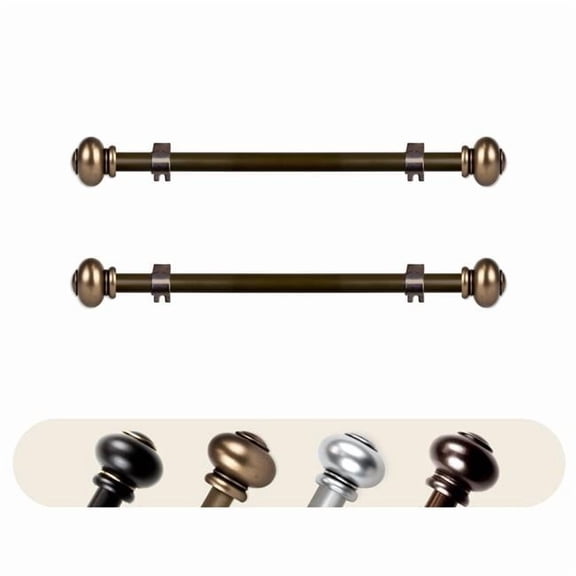 0.625 in. Dia. Abel Side Curtain Rod, Antique Gold - 12-20 in. - Set of 2