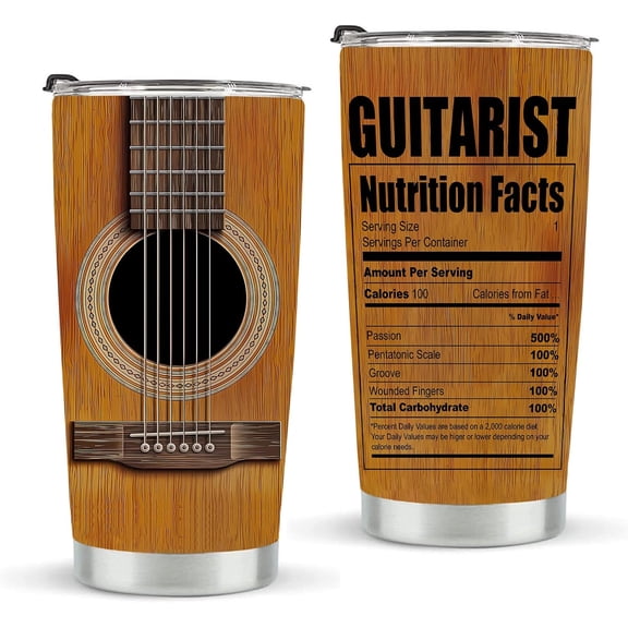 Gifts for Music Lovers Guitar Tumbler 20Oz Travel Coffee Mug with Lid Guitar Gifts for Men Valentines Day Gifts for Him Christmas Gift for Guitar Players Tumbler