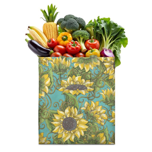 Artistic Sunflower Print Reusable Shopping Bag - Foldable & Spacious Tote for Budget-Conscious Buyers