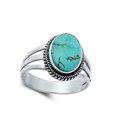 thumbnail image 4 of Simulated Turquoise Ring .925 Sterling Silver Band Blue Cubic Zirconia Jewelry Female Male Size 10, 4 of 4