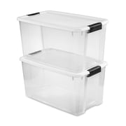 Sterilite 70 Qt Plastic Stackable Storage Bin with Latching Lid, (4 Pack)
