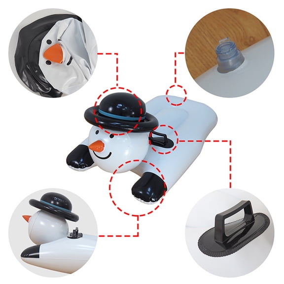 Upgraded Winter Outdoor Inflatable Snow Tube Heavy Duty Hard Bottomed Snow Sled With Handles Snowman Snow Tube