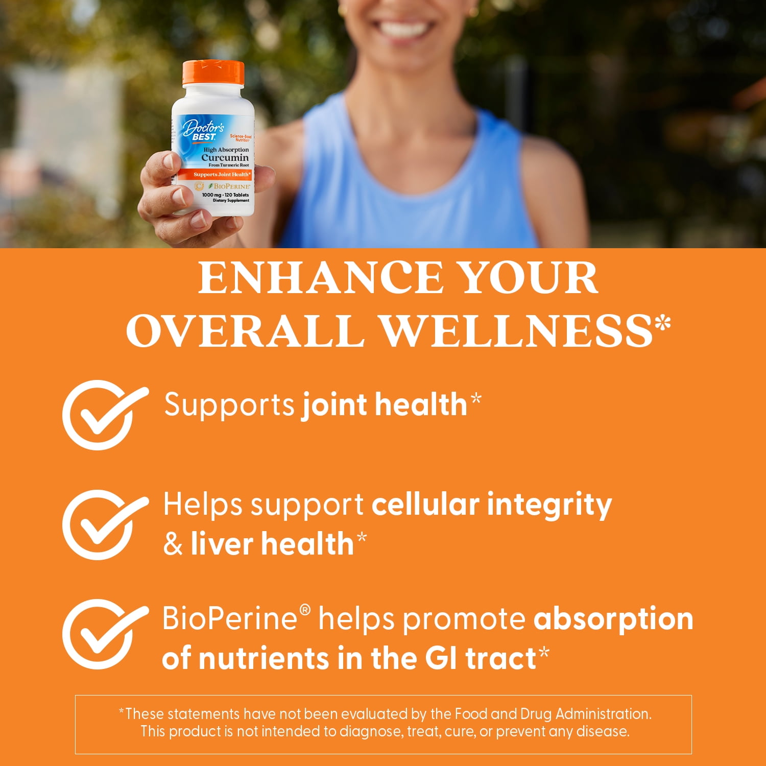 Doctor's Best Curcumin From Turmeric Root with C3 Complex & BioPerine, Non-GMO, Gluten Free, Soy Free, Joint Support, 1000 mg, 120 Tablets