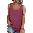 thumbnail image 2 of HAPIMO Women's Trendy Loose Cotton Lined Tank Tops Button for Teen Girls Solid Color Summer Tees Sleeveless Round Neck Shirts Casual Relaxed Workout Blouses Wine L, 2 of 7