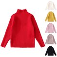 thumbnail image 3 of Odeerbi Kids Boys Girls Turtleneck Sweater Rib Knit Sweater Children's Fall Winter Thermal Basic Layering T-shirt Pullover Sweater Pink, 3 of 3