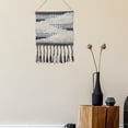 thumbnail image 2 of LR Home Xavi Navy Blue/White Boho Striped Shag with Fringe Wall Hanging, 19" x 35", 2 of 14