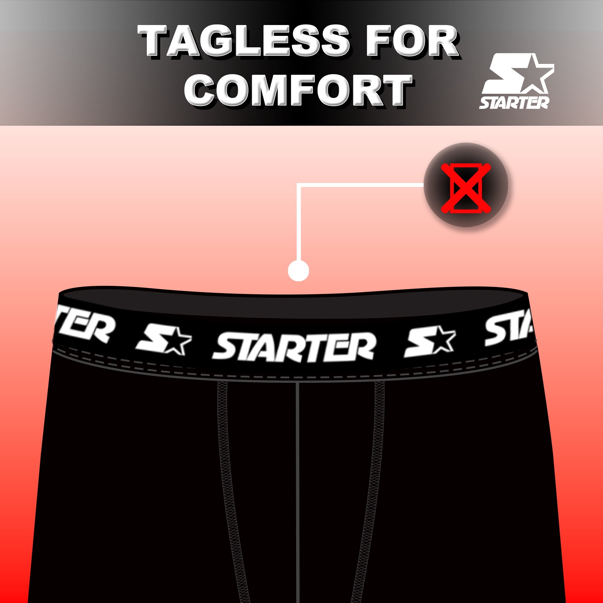 Starter Men’s Breathable Cotton Underwear Boxers, Black (6 Pack)
