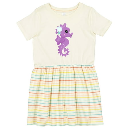 

Inktastic Cute Seahorse Purple Seahorse Starfish Seashell Girls Toddler Dress