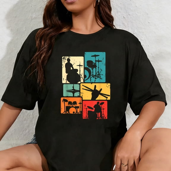 100% Cotton Drum Player Rock Music Drumsticks Drumming Vintage Drummer T-Shirt