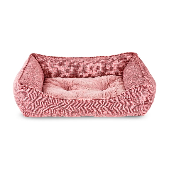 Vibrant Life Medium Bolster Cat or Dog Bed, Pink, 21" x 25"