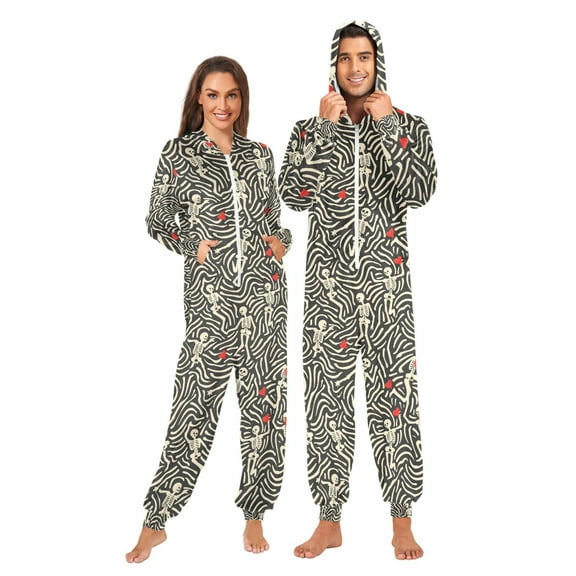 joogoo Dancing Skeletons Unisex Adults Onesies Pajamas Jumpsuits L