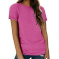 thumbnail image 5 of WTXUE Women'S T-Shirts Womens Short Sleeve Round Neck Shirts Summer Saving Top Basic Tee, Hot Pink Small, 5 of 9