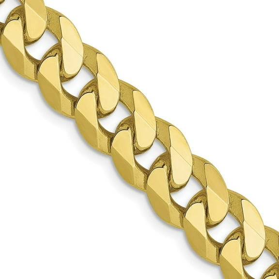 Auriga Fine Jewelry 10K Yellow Gold 8 mm Flat Beveled Curb Chain Necklace for Women 20"