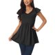 thumbnail image 4 of INSPIRAR CHIC Blusas de Mujer T Shirt con Volantes de Manga Corta Fluidas Ocultan Barriga Top Babydoll V Cuello S Negro, 4 of 5