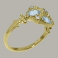 thumbnail image 3 of LBG British Made 10k Yellow Gold Womens Ring Natural Diamond & Aquamarine Statement Ring - 33 size options - Size 7.5, 3 of 6