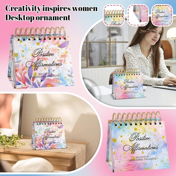 Positive Affirmations 365-Day Inspirational Desktop Decor Calendar - With Encouraging Messages Perpetual Calendar For Women - Home Office Desk Accent Daily Motivational Reminder