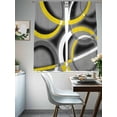 thumbnail image 5 of Yellow Geometric Semi Sheer Curtains 72 Inch Length 2 Panels Set, Gray Black Retro Abstract Stripes Lines Sheer Kitchen Curtain Privacy Voile Window Curtain for Living Room Bedroom Rod Pocket Drapes, 5 of 7