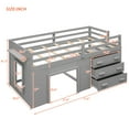 thumbnail image 3 of Twin Size Loft Bed with Cabinet and Shelf, Solid Wood Low Loft Bed Frame with Ladder and Full-Length Guardrails for Kids Girls Boys, Gray, 3 of 7