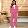 thumbnail image 6 of Szluipve 2 Piece Sets for Women Full Zip‑Up Hoodie 2 Piece Tracksuit Set Drawstring Zip Hooded Jacket & Elastic Waist Wide Leg Pants Casual Loungewear Outfit with Side Pockets Hot Pink S, 6 of 6