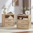thumbnail image 6 of LEYAOYAO Farmhouse Nightstands with 2 Drawers and Open Storage, End Table Bedside Table for Bedroom Living Room, Natural Oak, 6 of 9