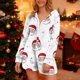 thumbnail image 4 of Pijama de manga larga con cremallera y capucha para mujer, con estampado navideño, cálido, de poliéster, para estar en casa, 4 of 7