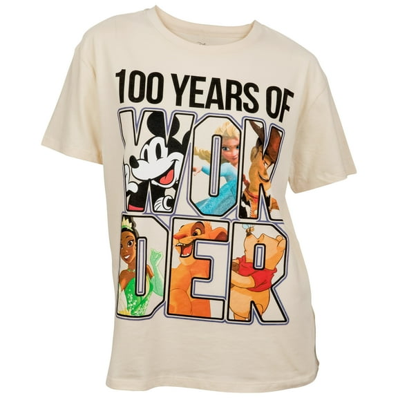 Disney  100 Years of Wonder Juniors Relaxed Loose Fitting T-Shirt, Orange - Large