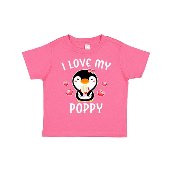 Inktastic I Love My Poppy with Cute Penguin and Hearts Girls Toddler T-Shirt