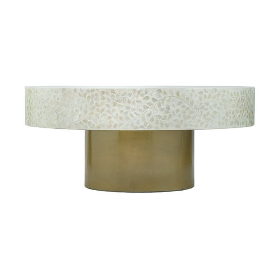 A&B Home  Capella Capiz Coffee Table - Cream/Gold