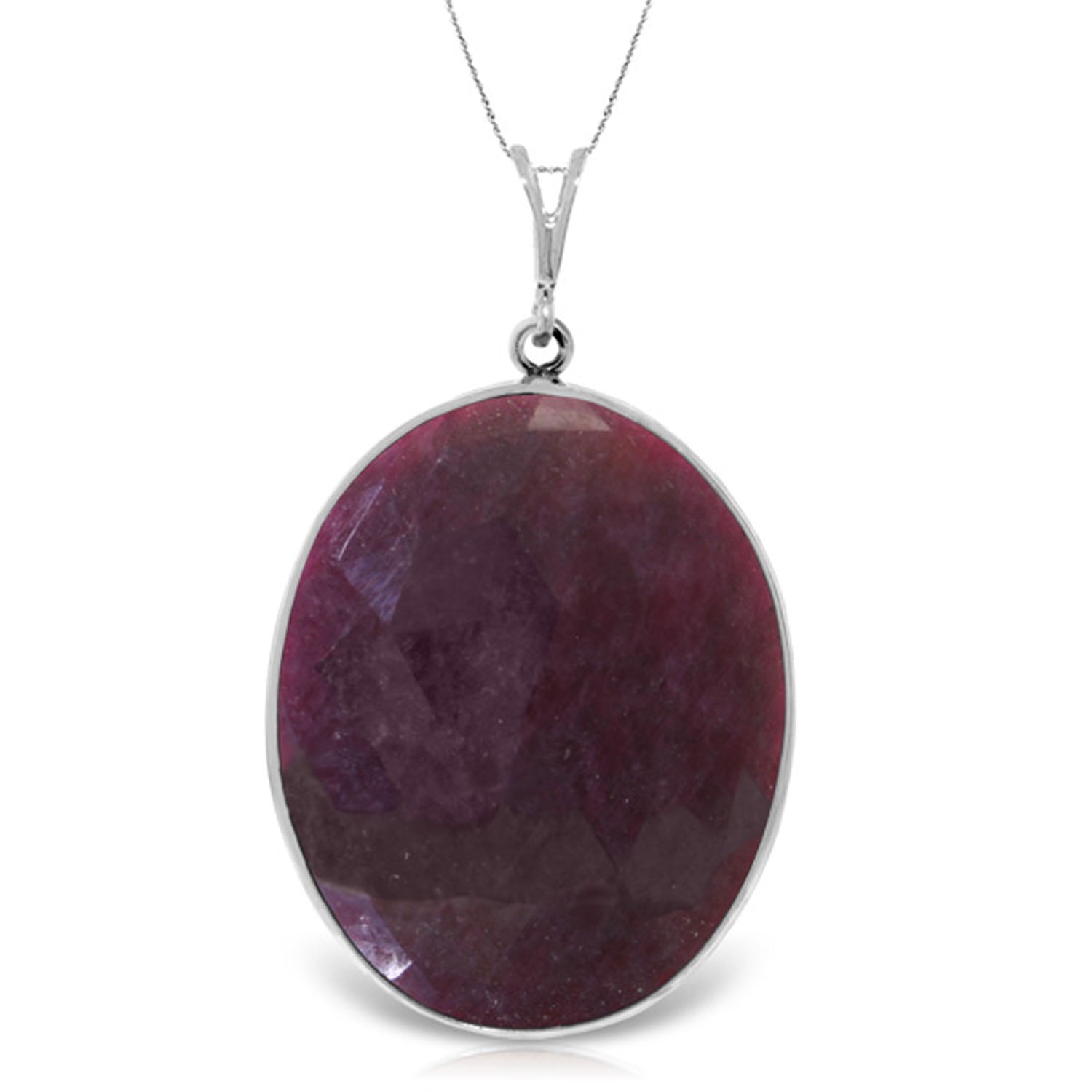 Galaxy Gold 14K Solid Gold Natural Ruby Oval Cut Pendant Necklace for Women - White Gold Fine Jewelry