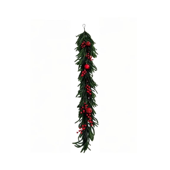 2026 Christmas Home Party Decoration Christmas Rattan Garland Lifelike With Red Berries ConesFaux For Festive Holiday Wreath DIY Decor Christmas Celebration Party Supplies
