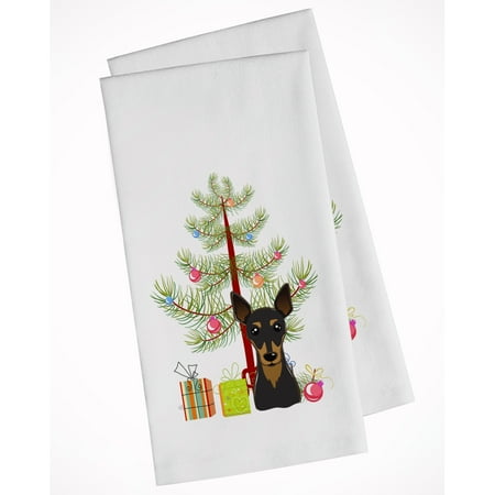 

Carolines Treasures BB1612WTKT Christmas Tree and Min Pin White Kitchen Towel Set of 2 19 X 25 multicolor