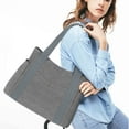 thumbnail image 2 of HAWEE Canvas Tote Bag for Women Daily Work Handbag Casual Zip Top Shoulder Bag for Shopping Business Travel, Gray, 2 of 7