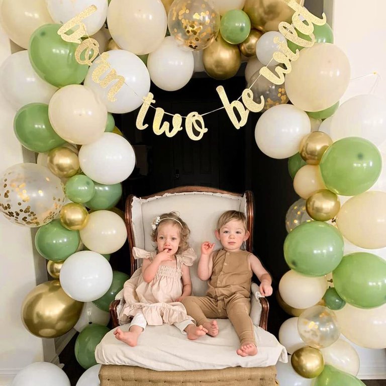 1st Birthday Decorations Boy Girl, First Birthday Decoration, Sage Green  1st Party Balloons for Wild One Safari Party Decoration