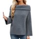 thumbnail image 3 of Suéter de Mujer con Hombros Descubiertos, Larga, Estilo Suéter de Punto Suelto, Ideal para Otoño de 2025. Gris S, 3 of 8