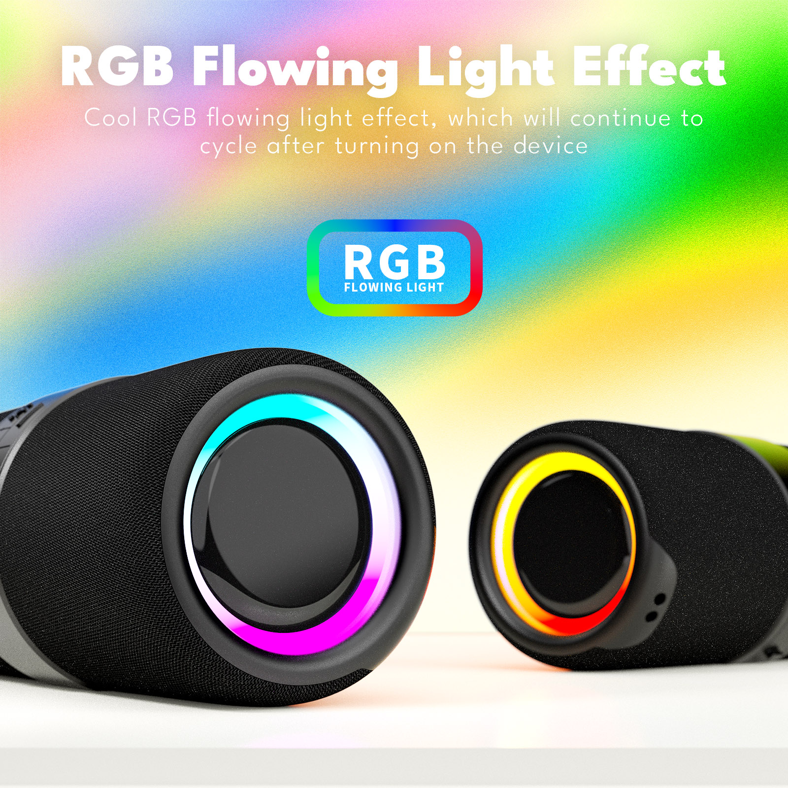Ficcug Portable Bluetooth Speaker, Waterproof, LED Lights photo 5
